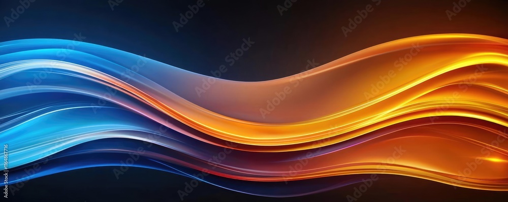 Obraz premium Fireworks abstract background idea. Colorful abstract waves in blue and orange creating a dynamic visual effect.