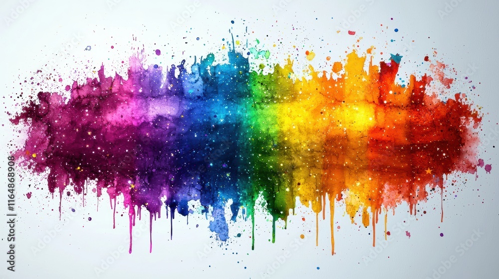Fototapeta premium Colorful Abstract Splash of Watercolor with Multicolor Drips