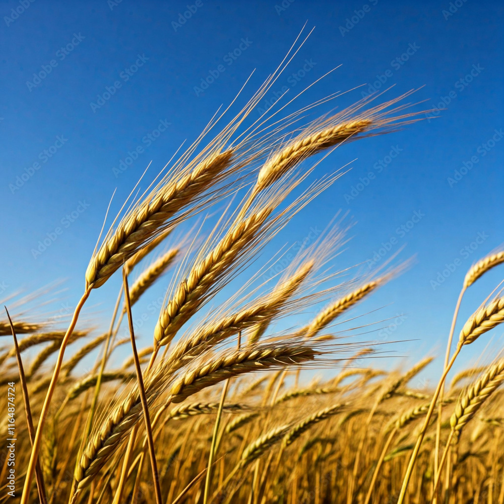 golden wheat field against blue sky on a sunny day golden wheat field against blue sky on a sunny day