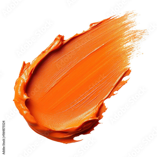 Orange cosmetic make up smudge smear top view isolated on transparent background photo