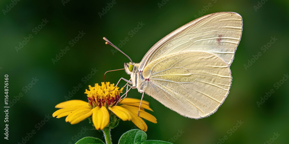 close up of butterfly perched on vibrant yellow flower, showcasing delicate wings and intricate details close up of butterfly perched on vibrant yellow flower, showcasing delicate wings and intricate details