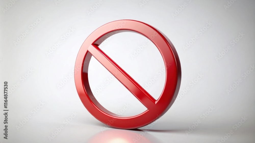 A vibrant red prohibition symbol, a circular warning sign with a bold diagonal bar, stands out against a neutral background. A vibrant red prohibition symbol, a circular warning sign with a bold diagonal bar, stands out against a neutral background.