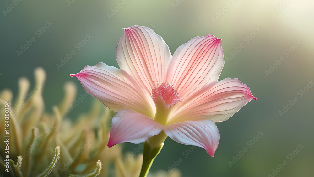 Fototapeta premium in the morning, a Kemboja flower is blooming beautifully, created by generative ai