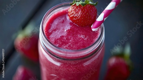 Wallpaper Mural Refreshing Strawberry Smoothie In Mason Jar Glass Torontodigital.ca