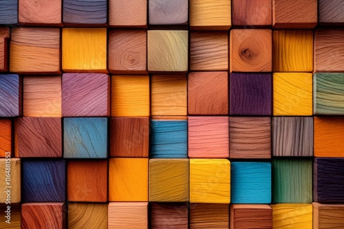 Colorful wooden cube background texture. (15) photo