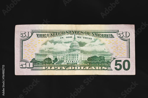 The back of a fifty dollar bill photo