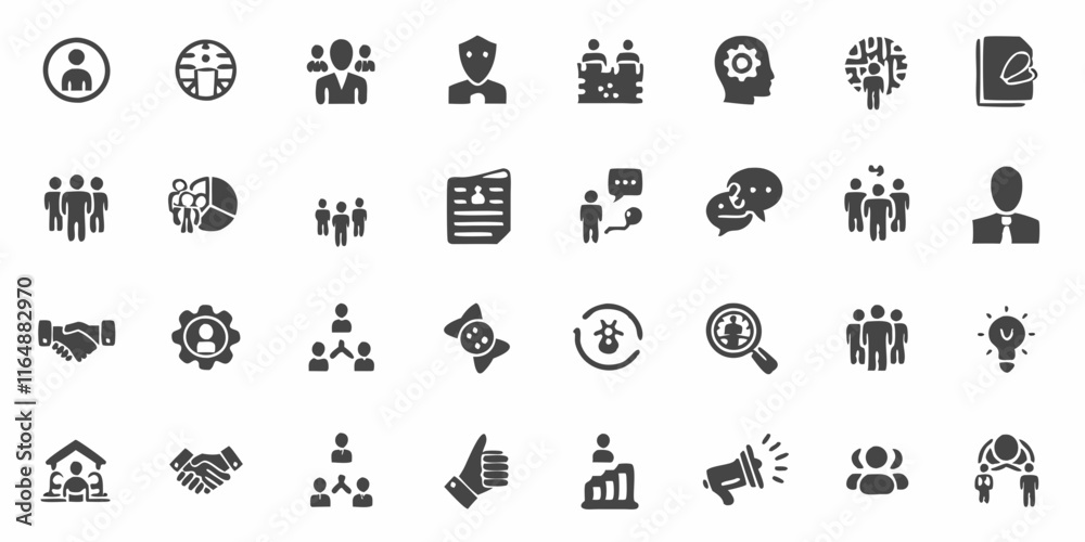 Vector business isolated silhouette icon set Vector business isolated silhouette icon set