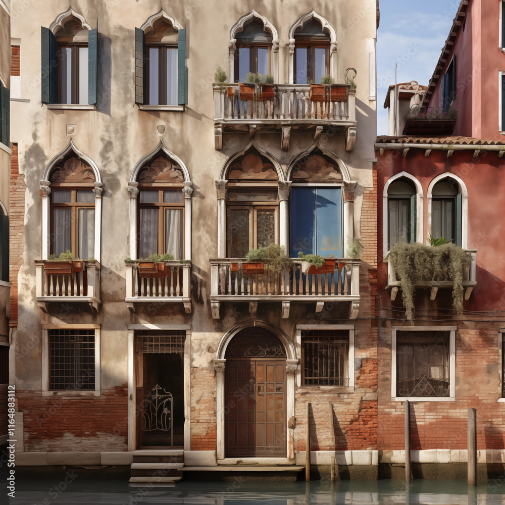 Obraz premium Old building windows pattern background