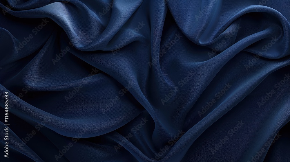 Obraz premium A close-up of flowing dark blue fabric showcasing its texture and movement.