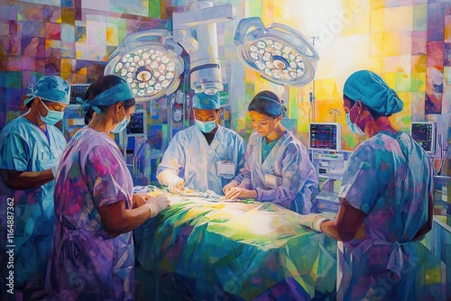 Surgical Team Performing a Complex Medical Procedure photo