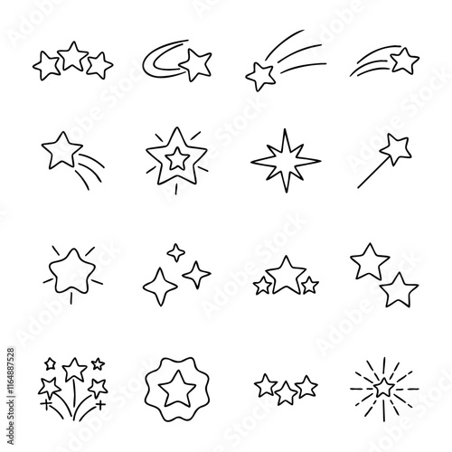 various star shapes with a modern line art style