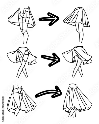 Instructions for making a stylish skirt design with simple techniques