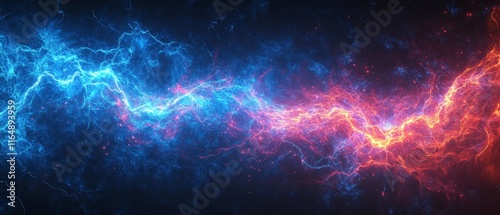Electric energy flowing through dynamic abstract shapes. Generative AI