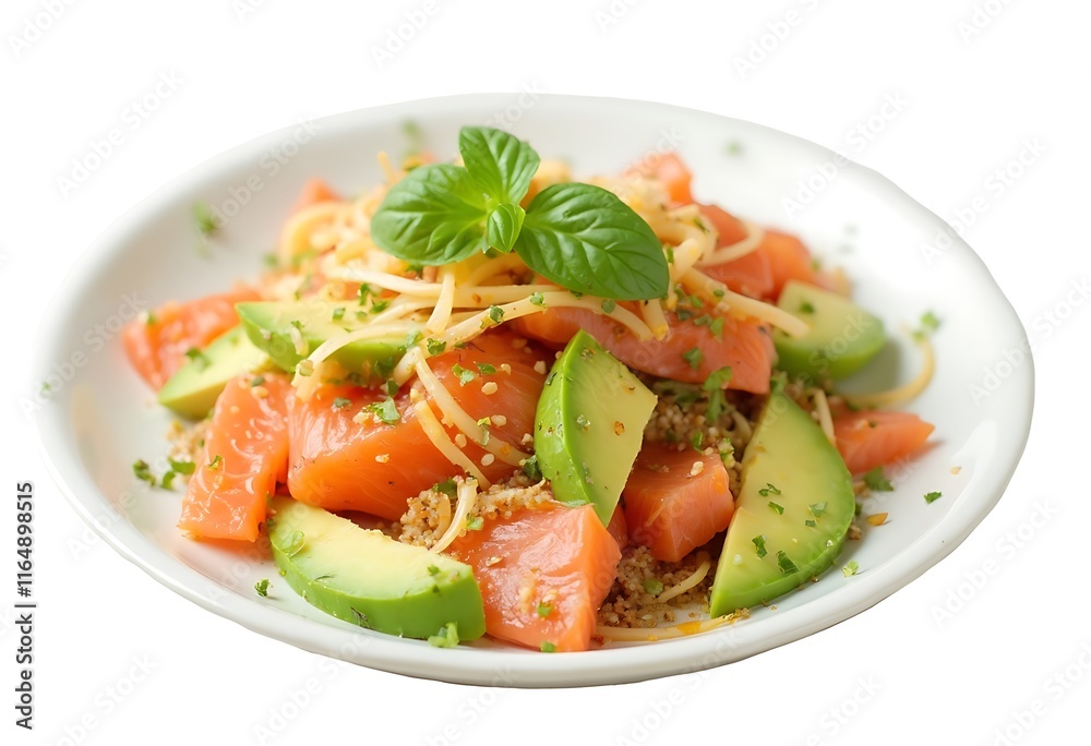 Salmon, avocado and salad. Healthy eating Salmon, avocado and salad. Healthy eating
