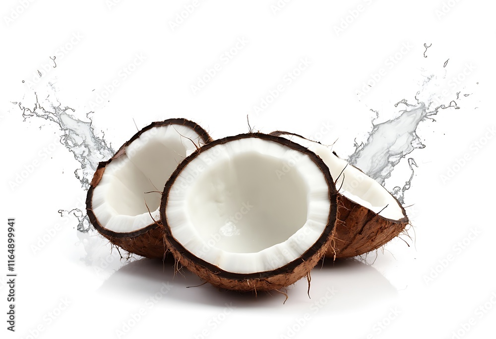 Fresh coconut splashing water AI generative Fresh coconut splashing water AI generative