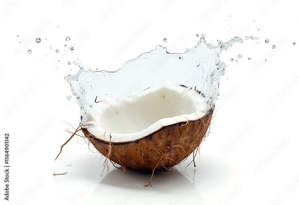 Fresh coconut splashing water AI generative Fresh coconut splashing water AI generative
