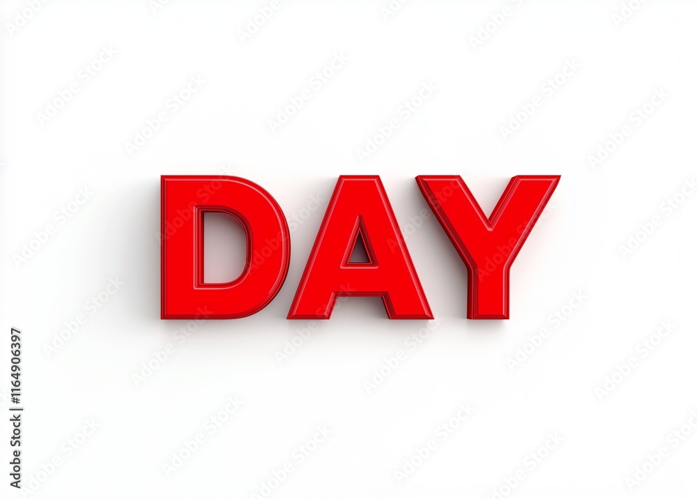 Clip art design, 3D 'DAY' text in red, white background. Clip art design, 3D 'DAY' text in red, white background.