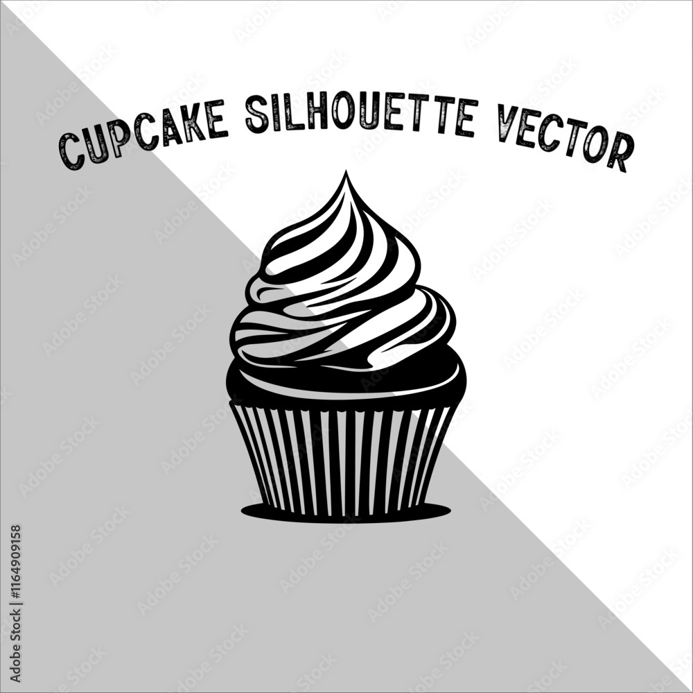 Cupcake Silhouette Vector illustration. Flat cupcake silhouette illustration. Cupcake Silhouette Vector illustration. Flat cupcake silhouette illustration.