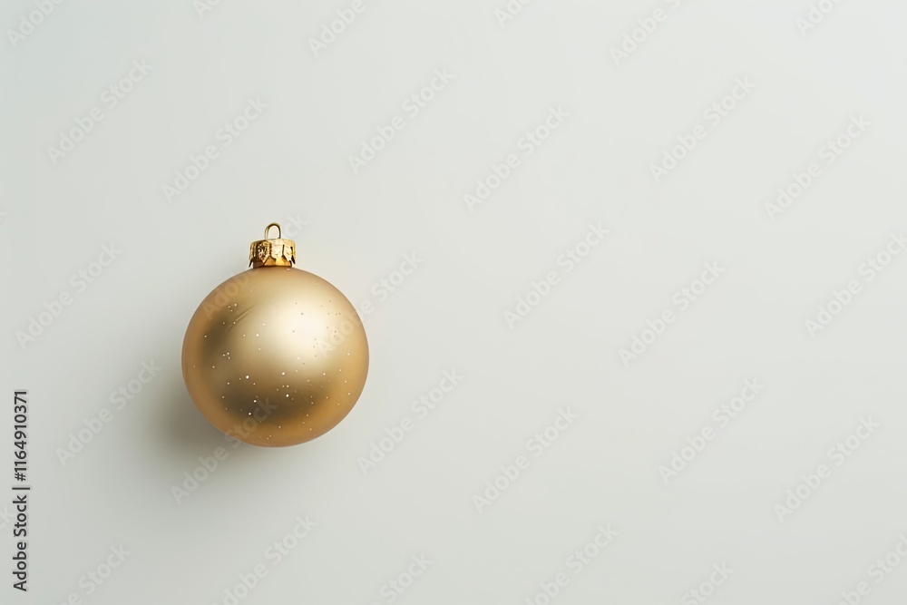 Single gold ornament on a white background with minimalist design for Christmas card 