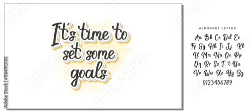 It's time to set some goals, Vector illustration isolated on white background. Concept of personal scheduling template. Hand Drawn typography / lettering design.Perfect for cover,poster,diary,planner.