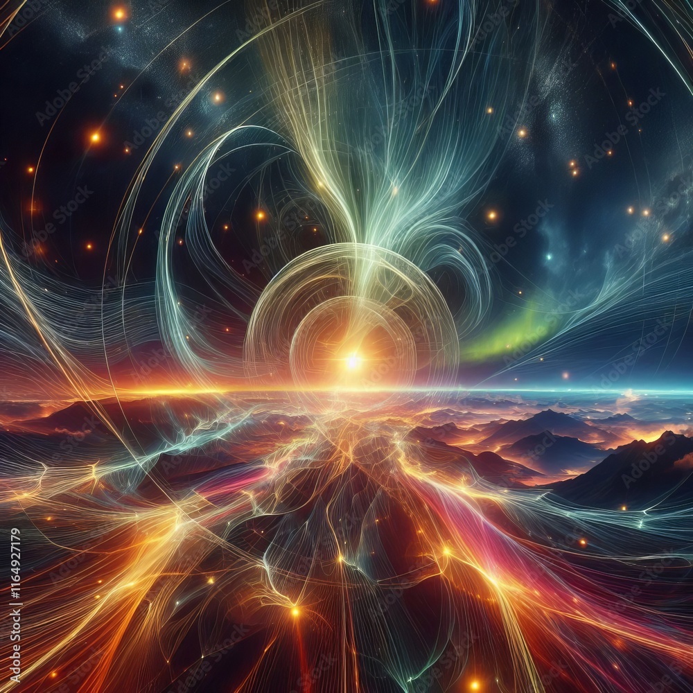 Fototapeta premium Light trails mimicking natural phenomena aurora borealis