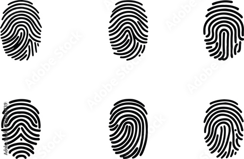 Fingerprint icon set. Simple set of fingerprint vector icons for web design on white background