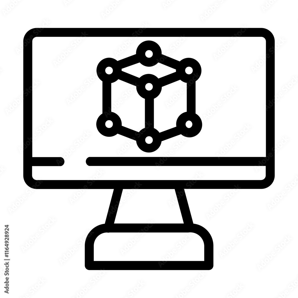 3d modeling Line Icon 3d modeling Line Icon