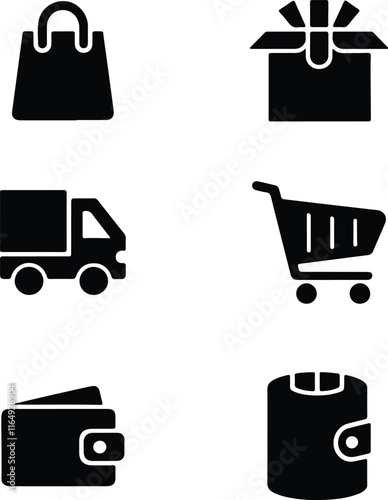 Shopping icons set on white background. Vector illustration. Eps 10.