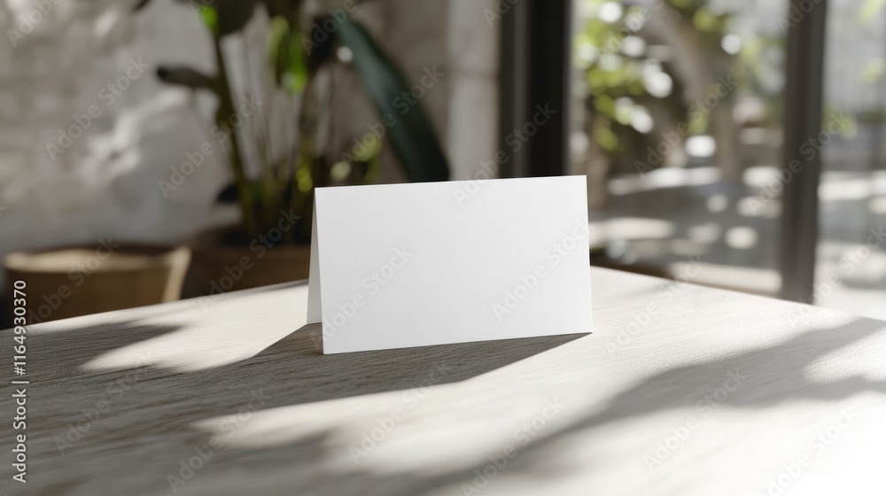 Plain white business card mockup on table, showcase design. mockup invitation Plain white business card mockup on table, showcase design. mockup invitation