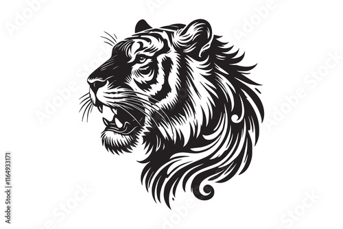 tiger head silhouette and vector