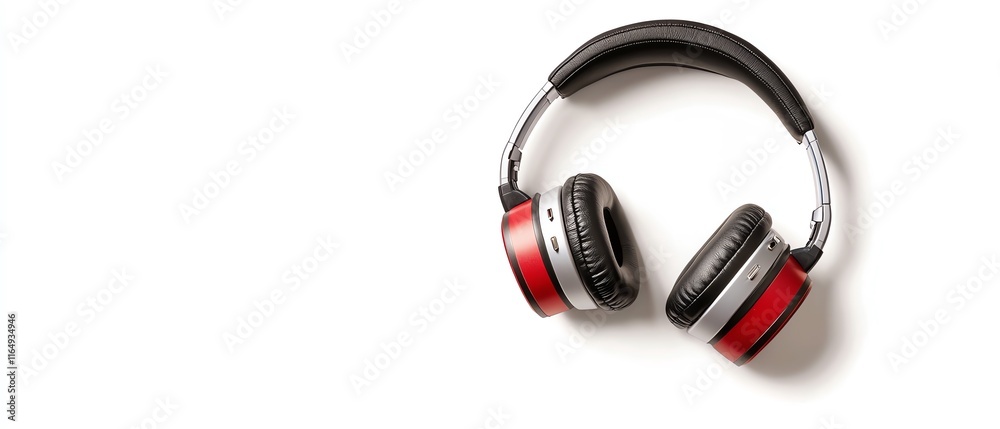 Stylish red and black wireless headphones on a white isolated background. Stylish red and black wireless headphones on a white isolated background.