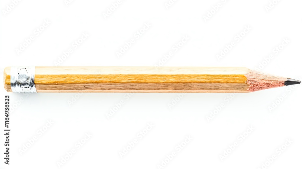Fototapeta premium A close-up of a sharpened wooden pencil on a white background, perfect for art and writing materials.