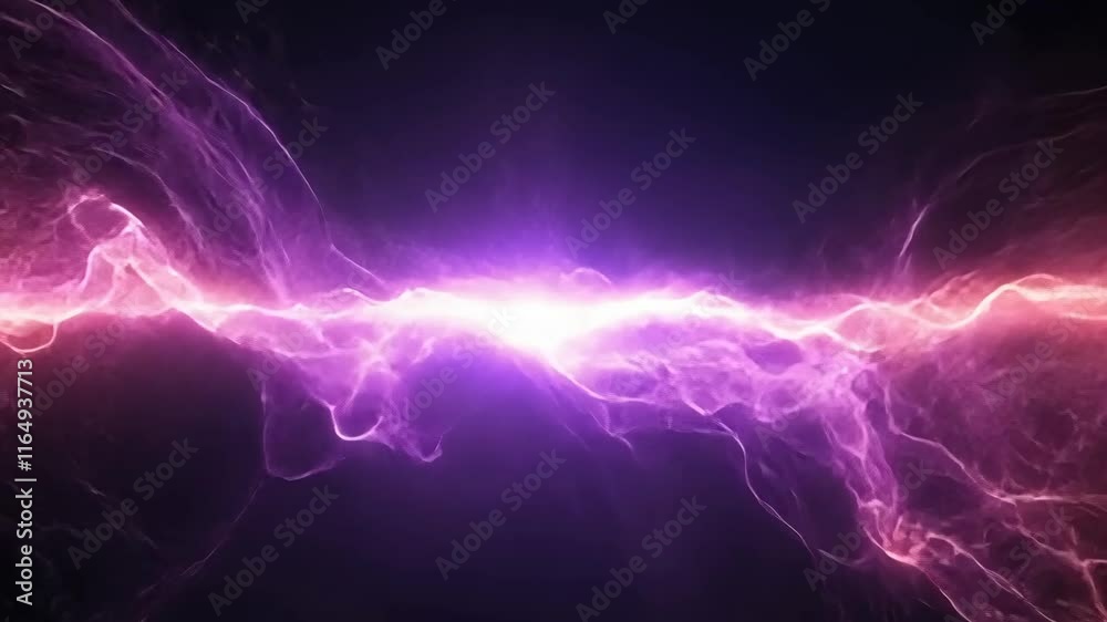 Vibrant energy wave with purple hues emanating from a central point in dark space Vibrant energy wave with purple hues emanating from a central point in dark space
