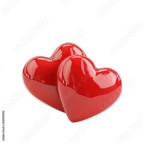 Two Red Hearts on a White Background