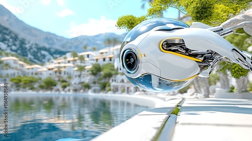 Wallpaper Mural Futuristic Drone by Pool  Coastal Villa  Summer Vacation Torontodigital.ca