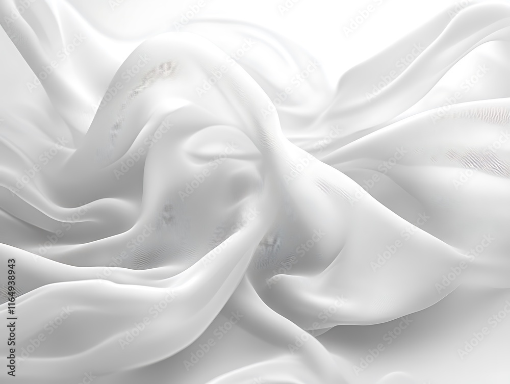 Obraz premium Draped White Fabric Soft Gentle Waves Texture
