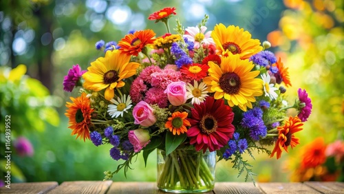 Wallpaper Mural Vibrant mix of colorful flowers arranged in a beautiful bouquet, summer flowers Torontodigital.ca