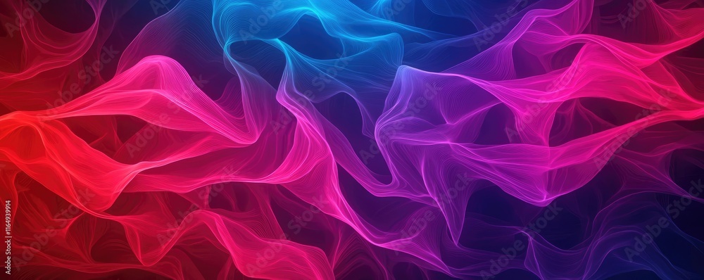 Fototapeta premium Cosmic abstract background concept. Vibrant abstract wave patterns in blue and pink, perfect for digital art backgrounds.