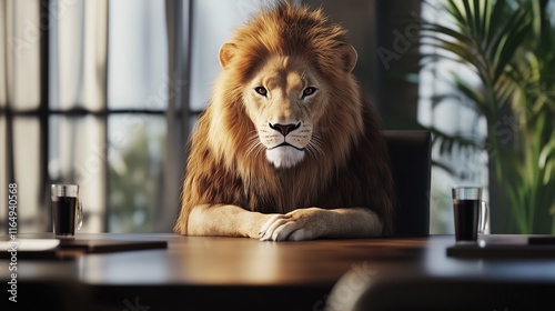 A Lion at an Entrepreneurial Business Meeting photo