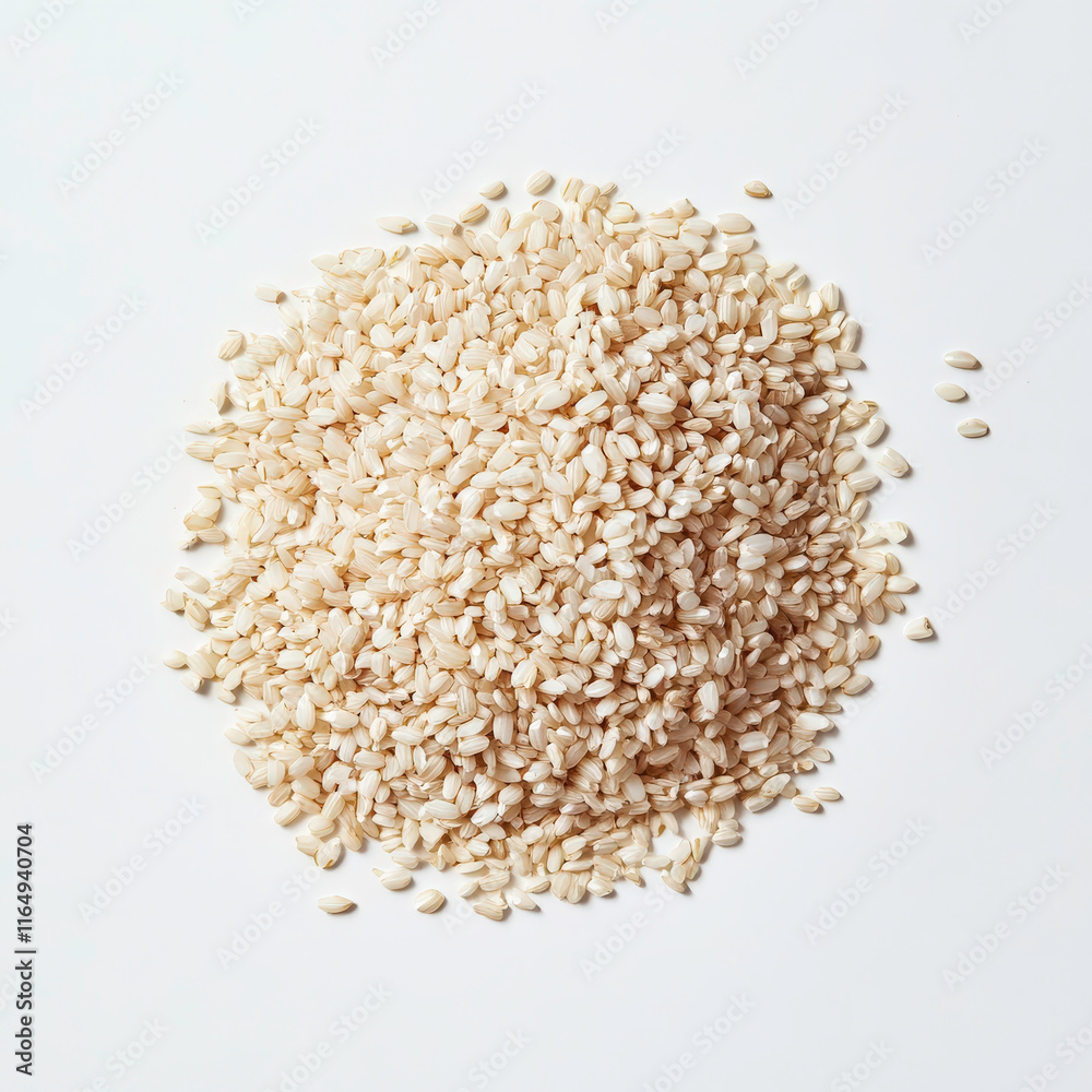 White sesame seeds arranged in a scattered pile on a clean white background for cooking, garnishing, and healthy recipes in culinary arts and food photography White sesame seeds arranged in a scattered pile on a clean white background for cooking, garnishing, and healthy recipes in culinary arts and food photography