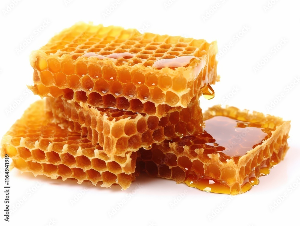 Sweet Honeycombs Dripping with Golden Honey, Perfect for Culinary Use and Natural Sweetener Inspiration in Recipes and Food Photography