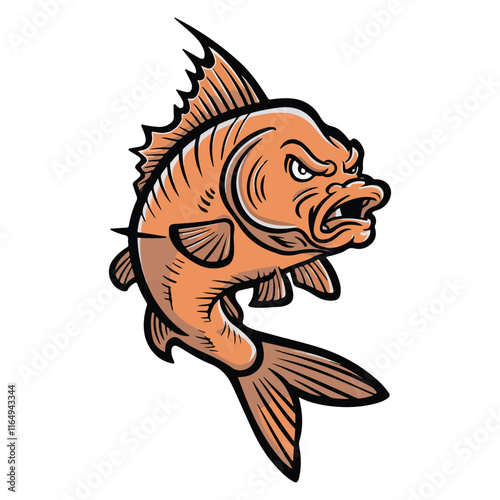 Angry fish vector, angry cartoon fish vector, and illustration, Design element