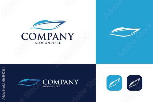 boat sea logo design vector