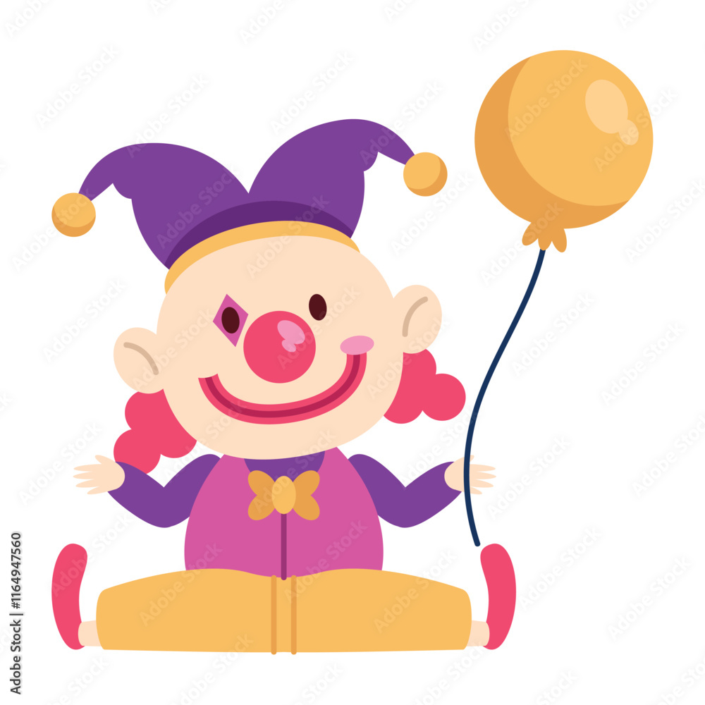 Fototapeta premium happy clown with balloons cartoon