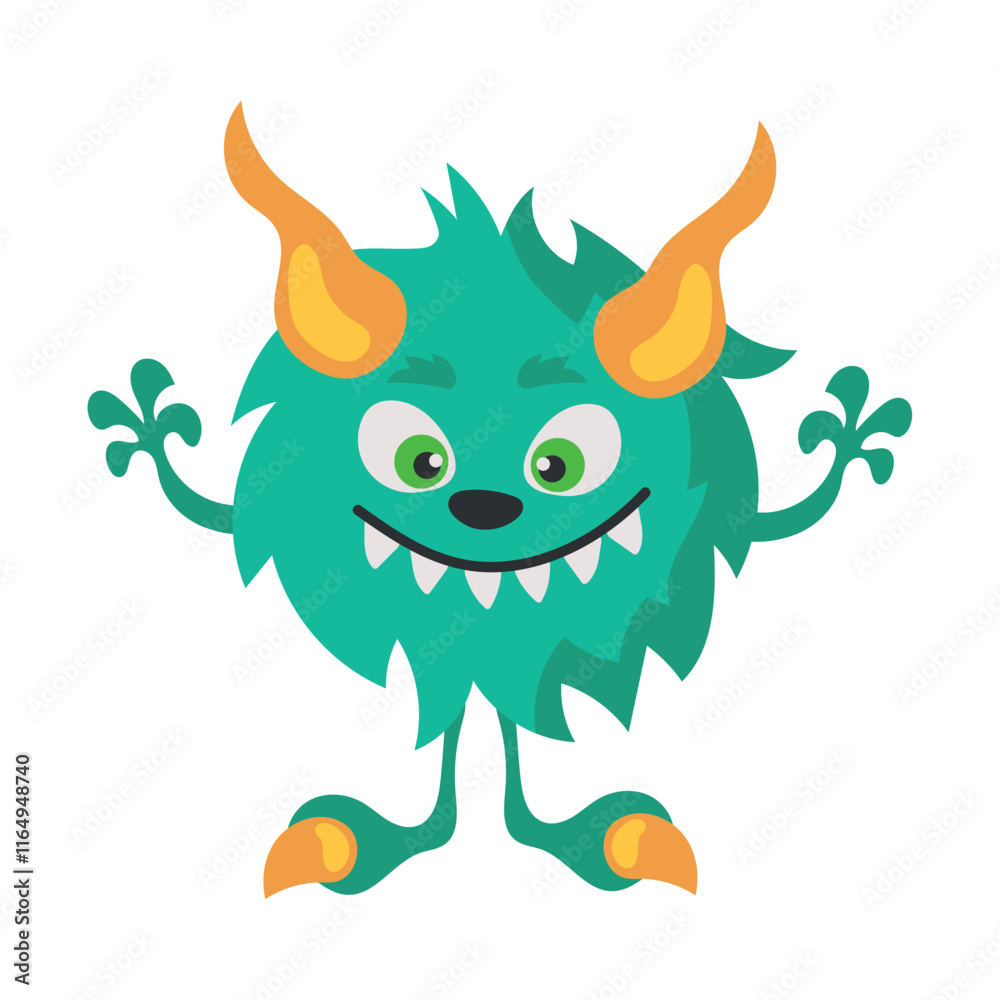 Fototapeta premium cute green monster creature