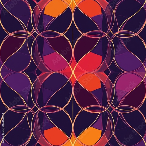 Abstract geometric pattern with vibrant colors and flowing lines. photo