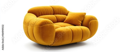 Stylish yellow armchair with plush cushions ideal for contemporary interior decor and comfort in modern living spaces