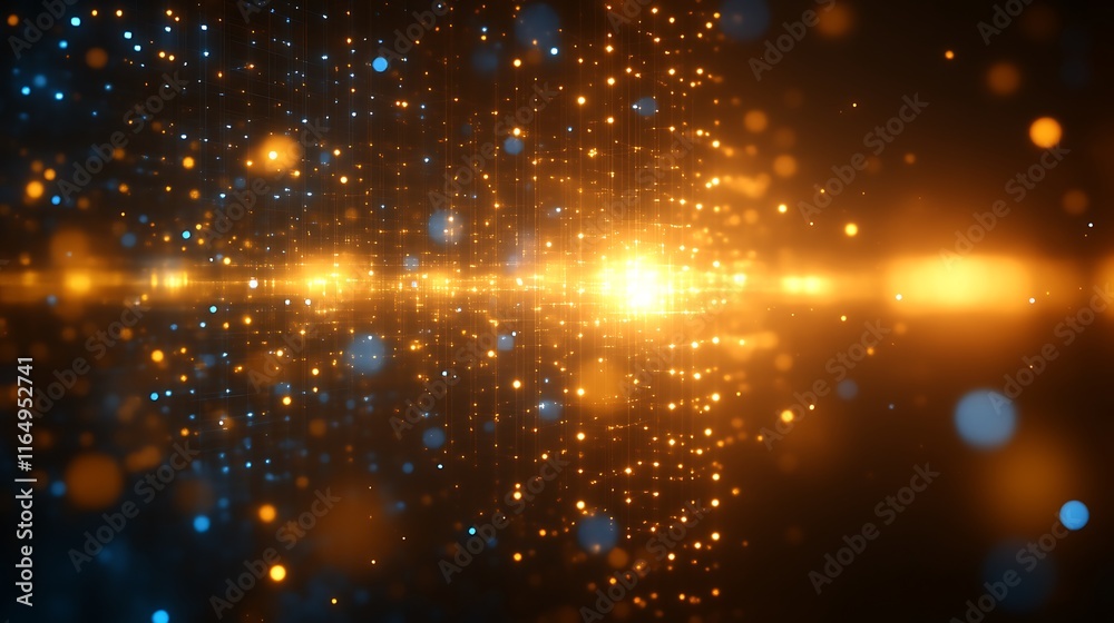 Fototapeta premium Abstract Orange and Blue Light Grid Pattern