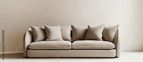 Cozy modern sofa with soft cushions on neutral backdrop ideal for contemporary home decor inspiration and styling