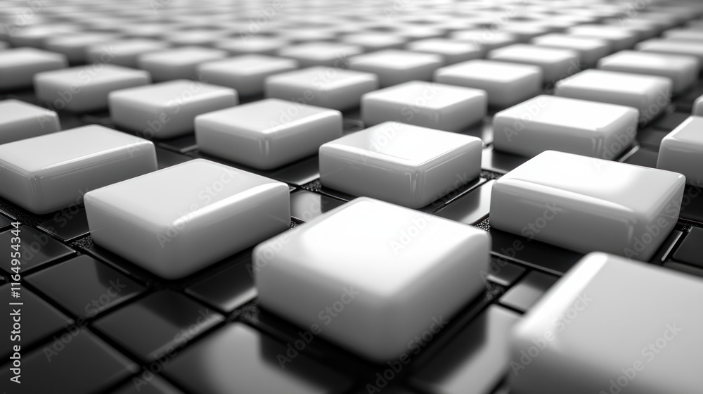 Abstract white cubes on black grid. Abstract white cubes on black grid.